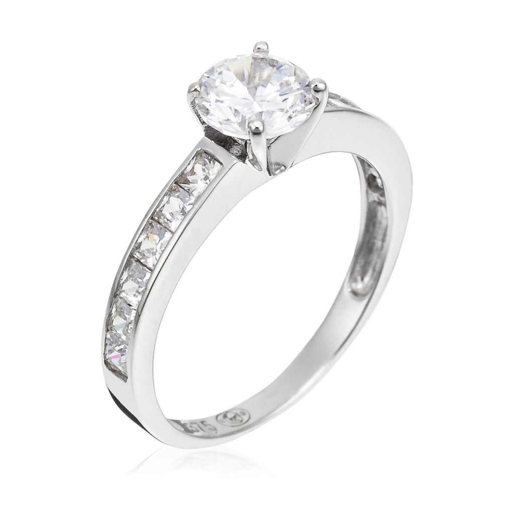“Brillant” Ring 375/1000 White Gold And Zirconium