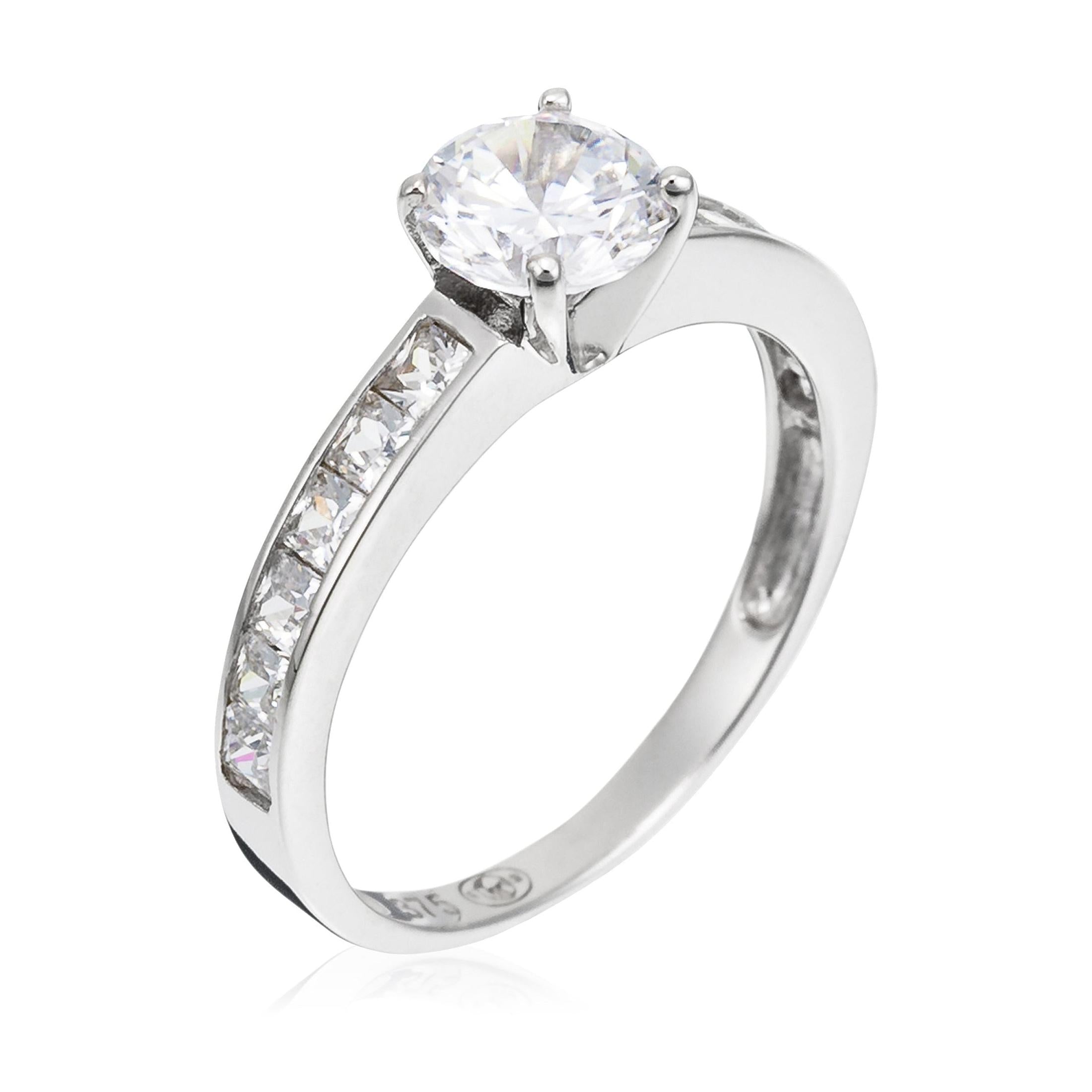 “Brillant” Ring 375/1000 White Gold And Zirconium