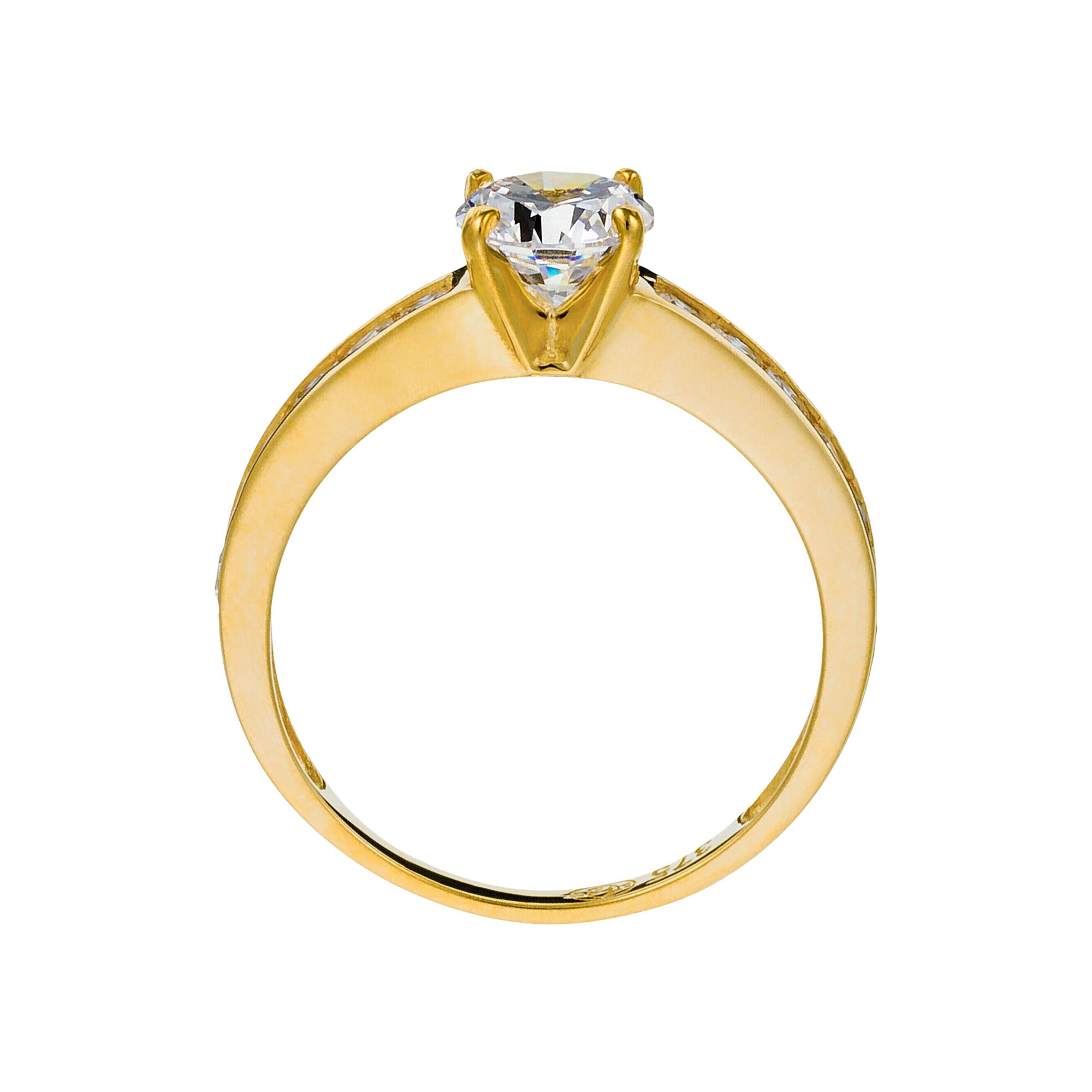 Bague "Brillant" Or Jaune 375/1000 Et Zirconium