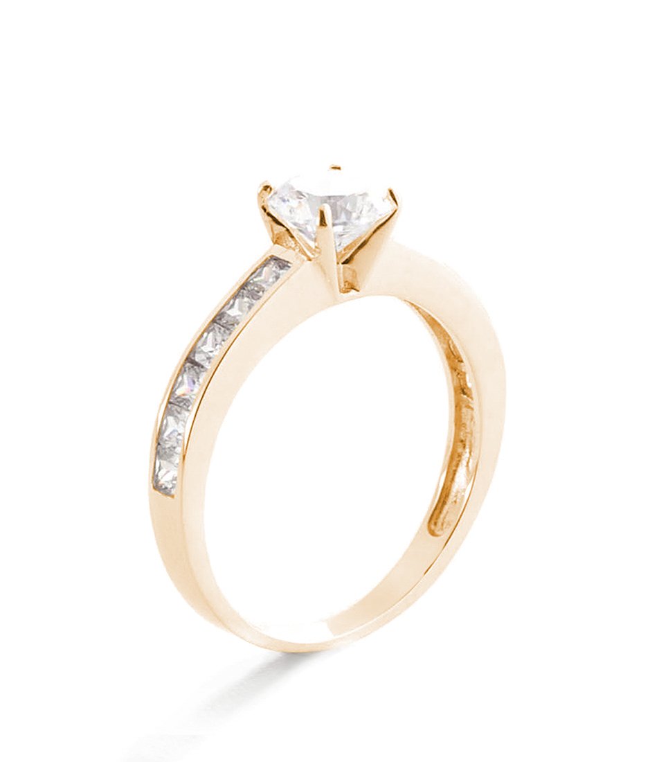 Bague "Brillant" Or Jaune 375/1000 Et Zirconium