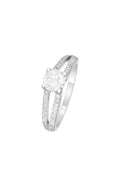 Bague "Eblouissante" Or Blanc 375/1000 Et Zirconium