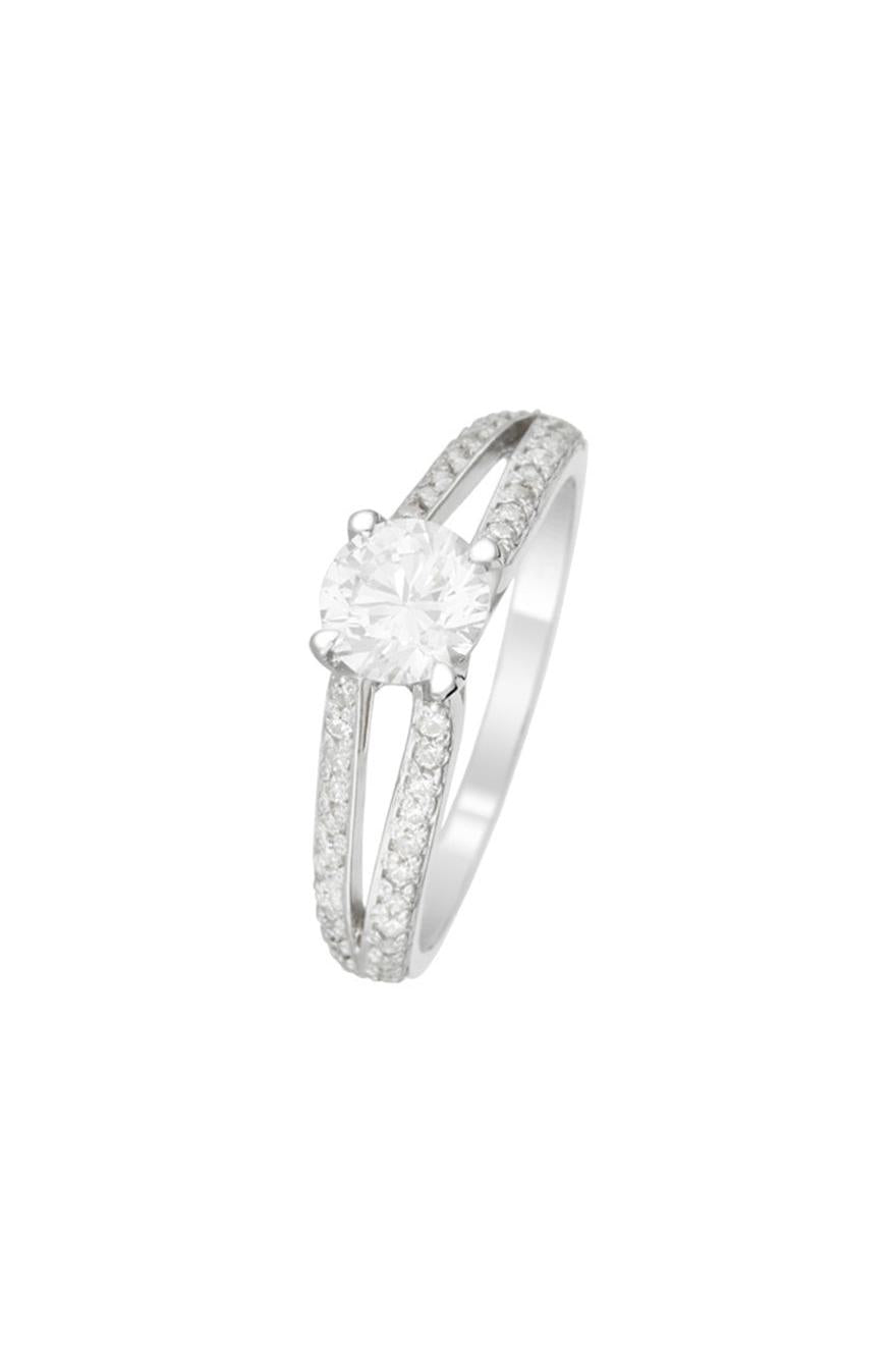 Bague "Eblouissante" Or Blanc 375/1000 Et Zirconium