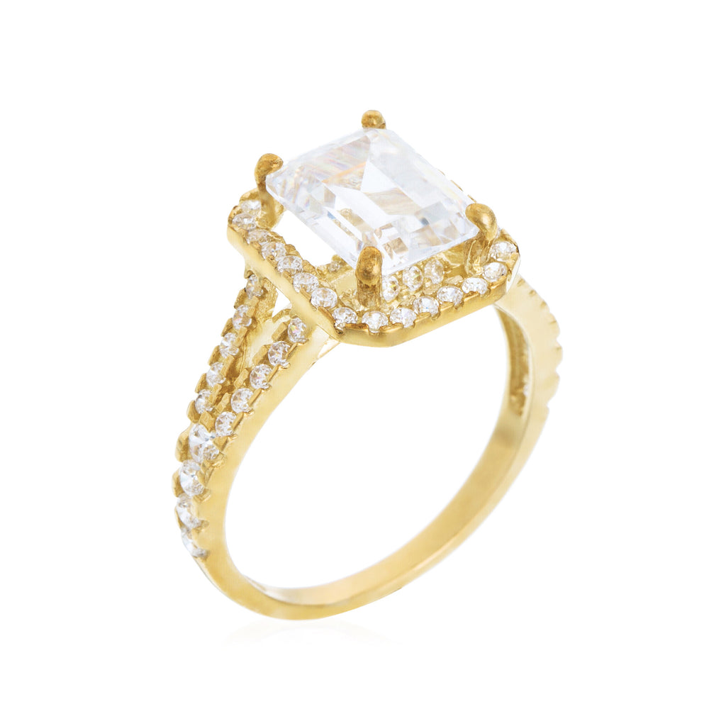 “Splendor” Ring 375/1000 Yellow Gold And Zirconium