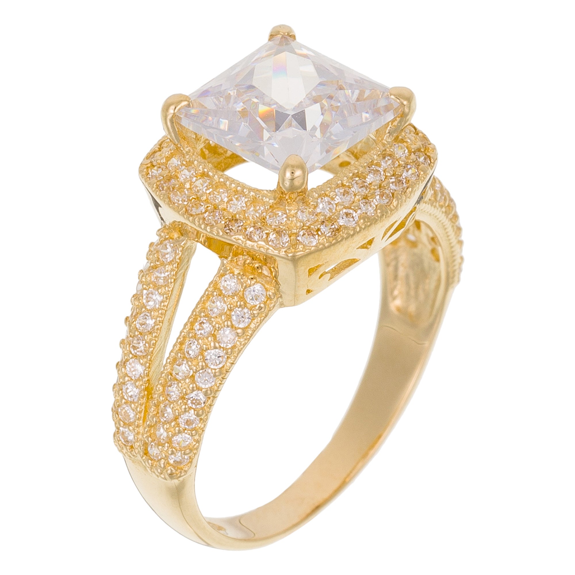 Sortija “Carré D’Amour” Oro amarillo 375/1000 y Circonio