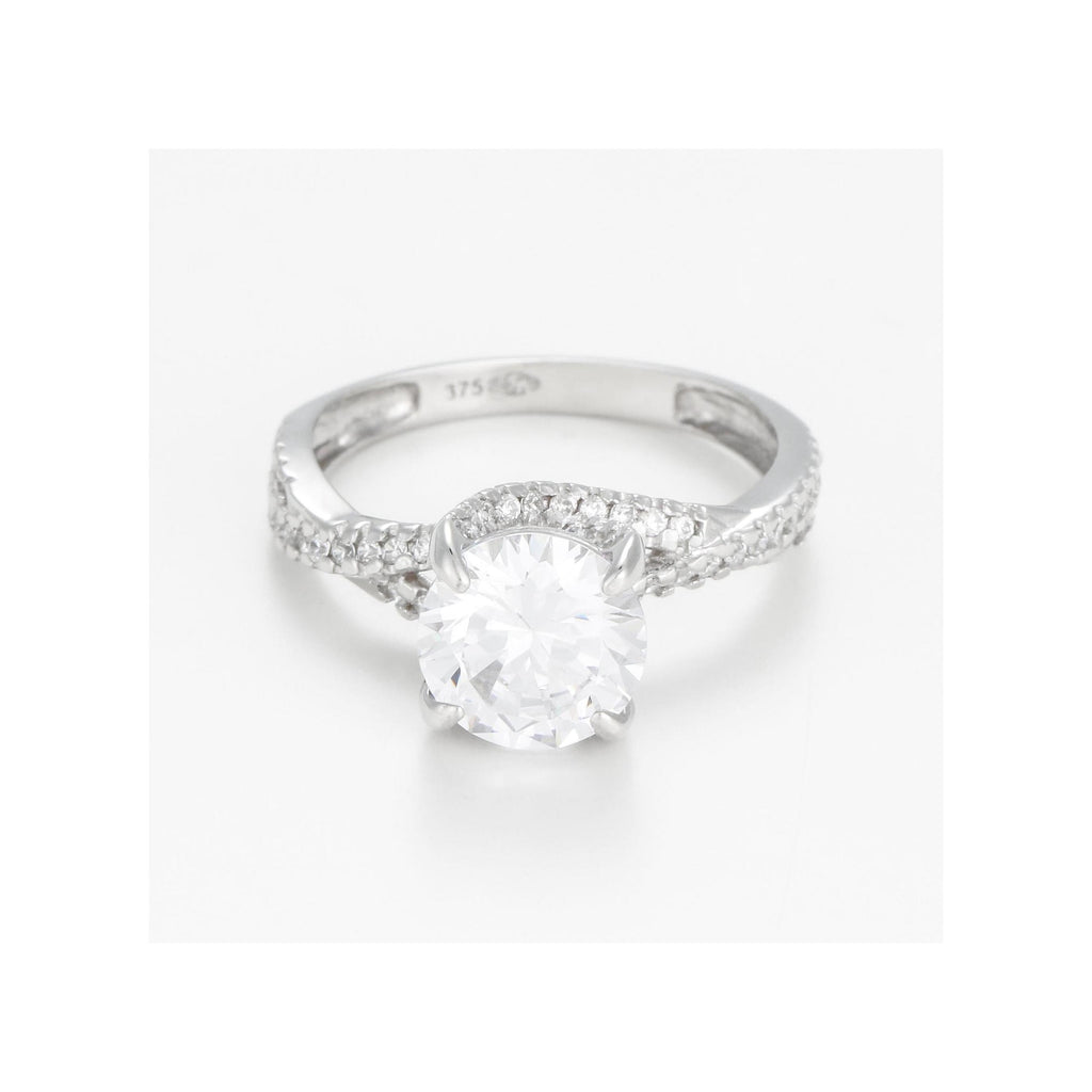Bague "Tourbillon" Or Blanc 375/1000 Et Zirconium