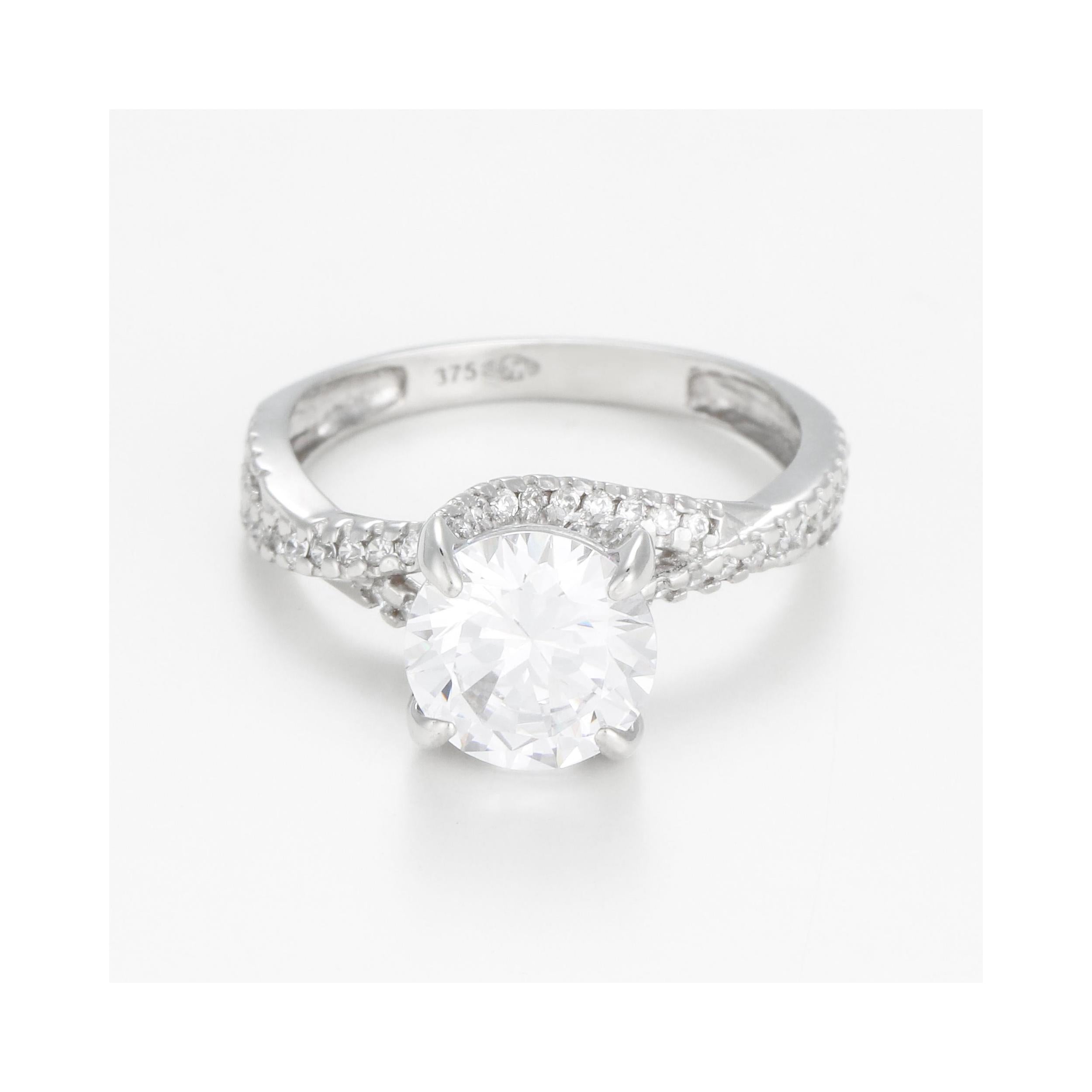 Bague "Tourbillon" Or Blanc 375/1000 Et Zirconium
