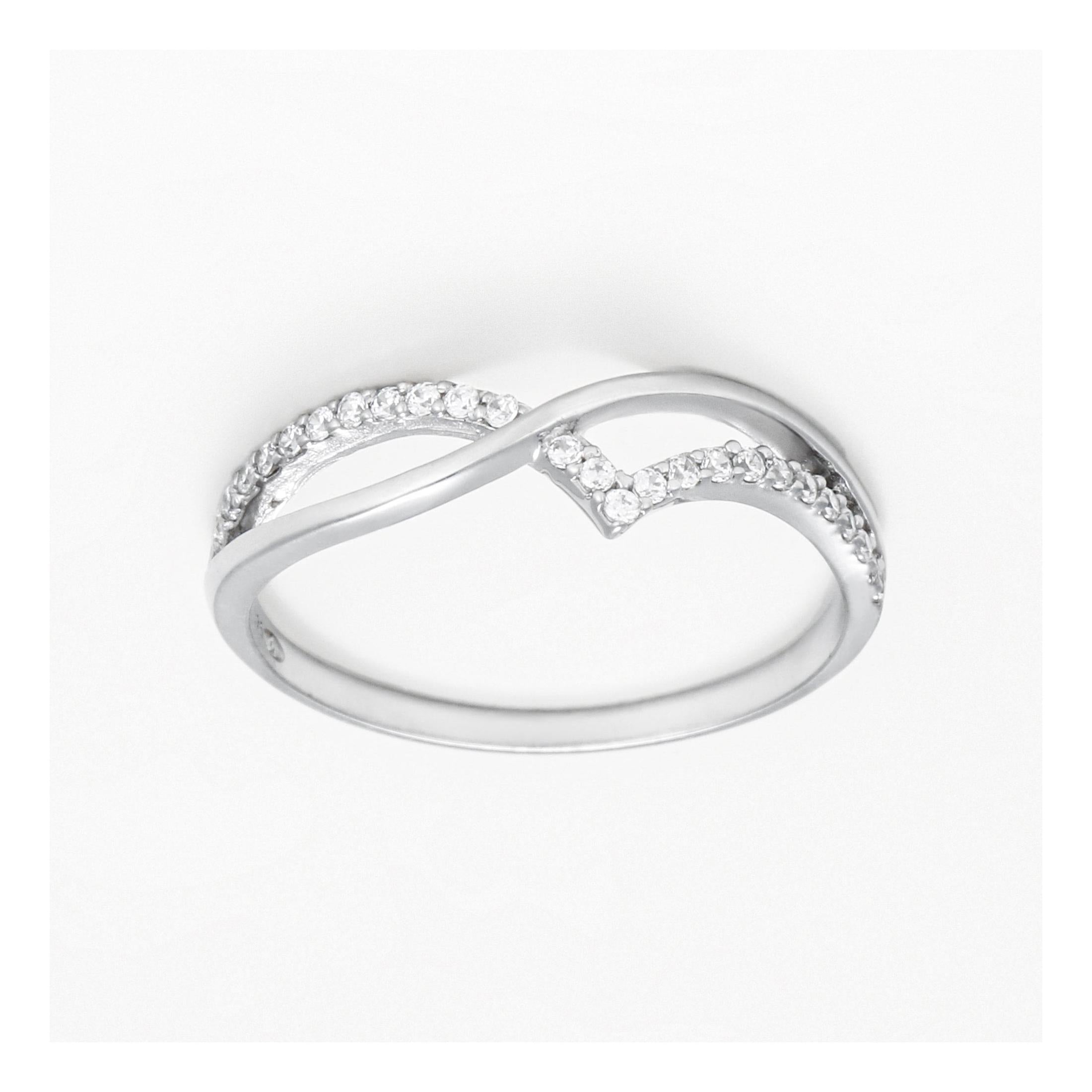 Bague "Envol" Or Blanc 375/1000 Et Zirconium