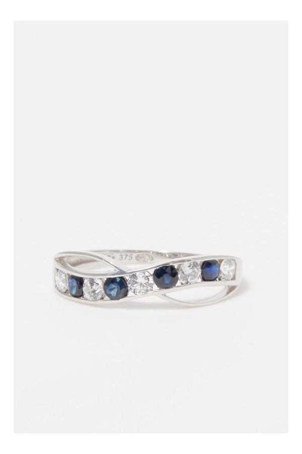 Bague "Océanos" Or Blanc 375/1000 Et Saphir/Zirconium