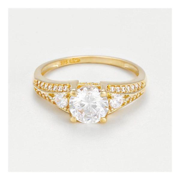 Anillo “Aleena” Oro amarillo 375/1000 y circonio