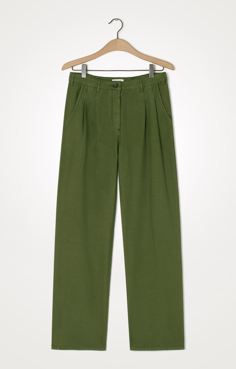Wide-Leg Trousers - Khaki - Women