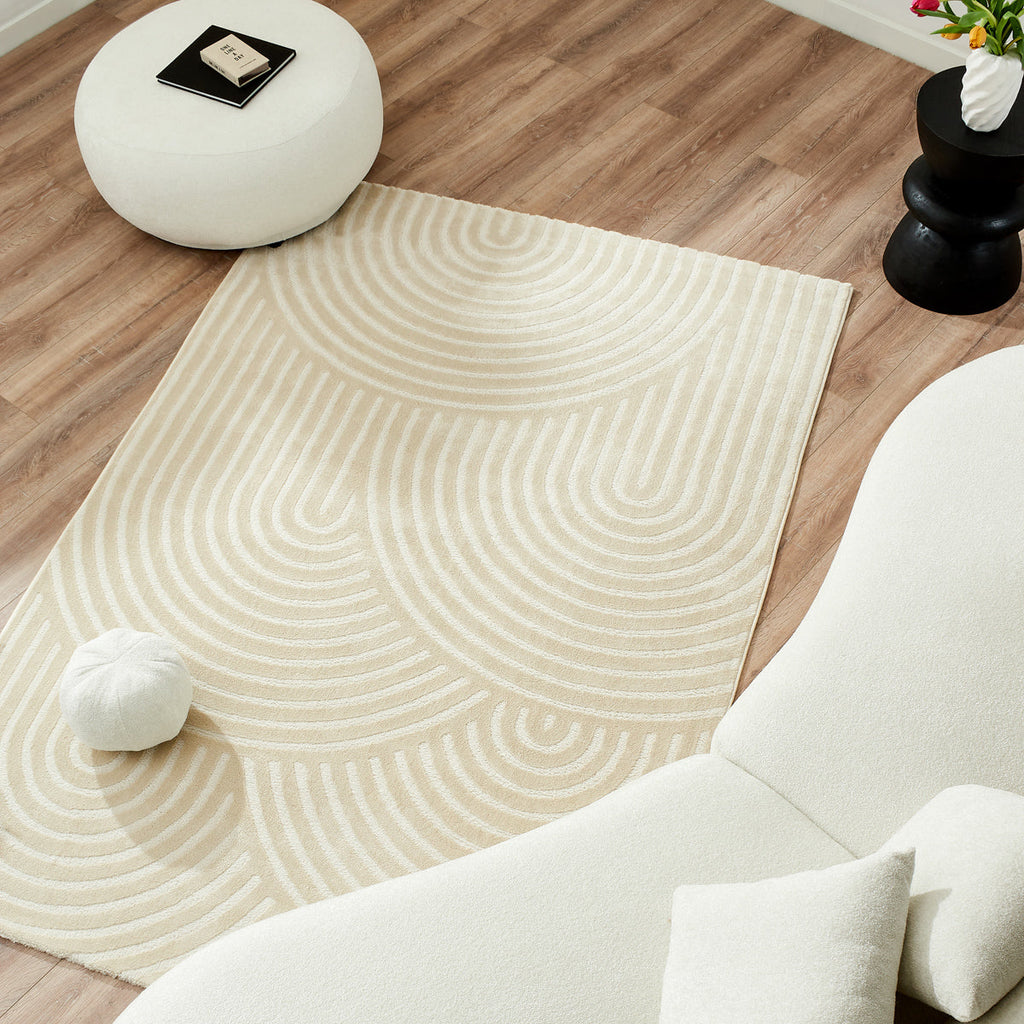 Alfombra arcoiris color crema con pelo largo gofrado: BIA157CRE BIANCA