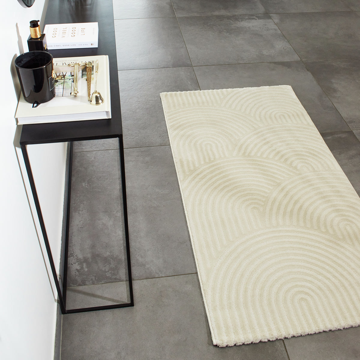 Alfombra arcoiris color crema con pelo largo gofrado: BIA157CRE BIANCA