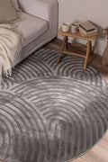 Round gray rainbow rug with long embossed pile: BIA157GRI BIANCA