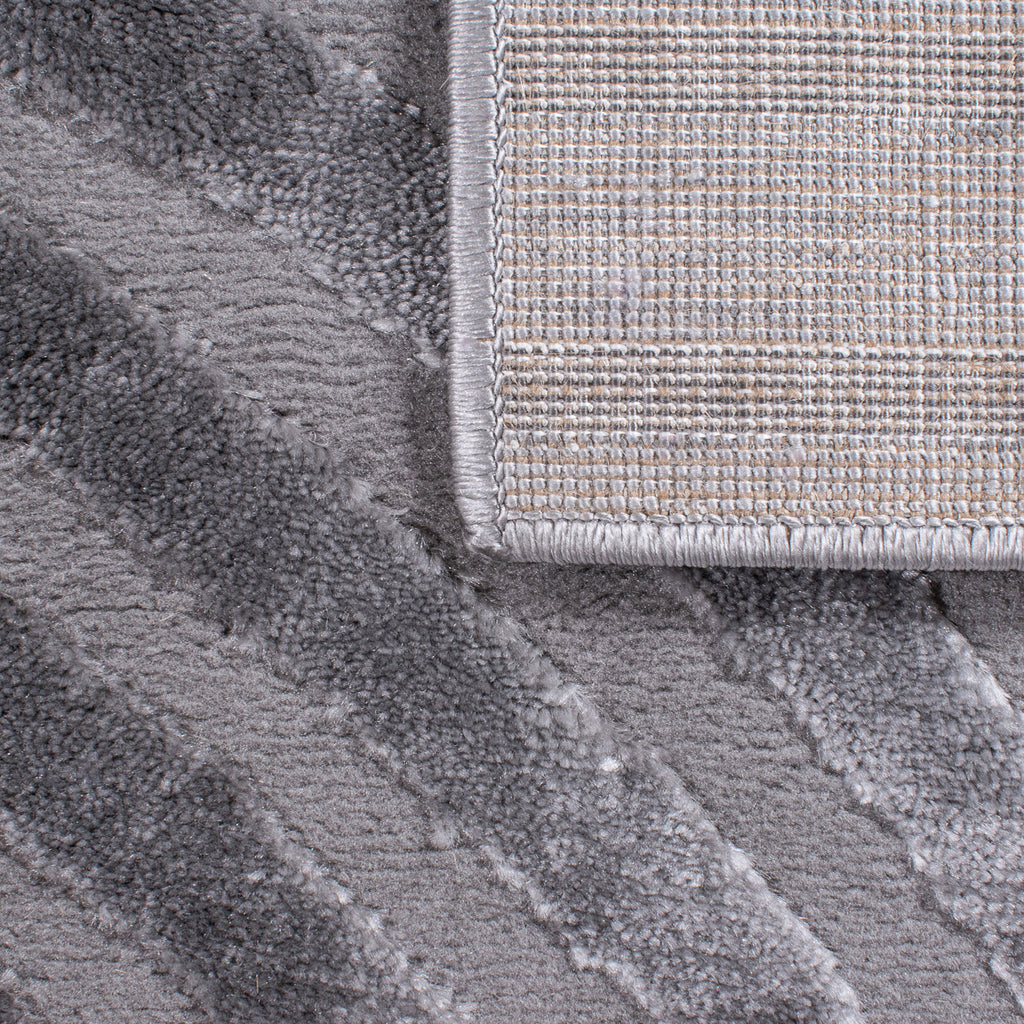 Gray rainbow rug with embossed long pile: BIA157GRI BIANCA