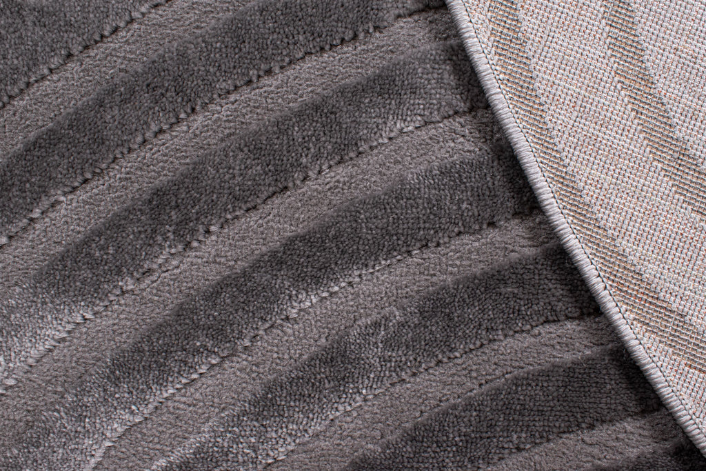 Round gray rainbow rug with long embossed pile: BIA157GRI BIANCA