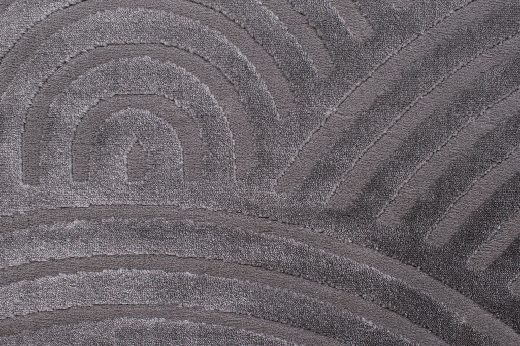 Round gray rainbow rug with long embossed pile: BIA157GRI BIANCA
