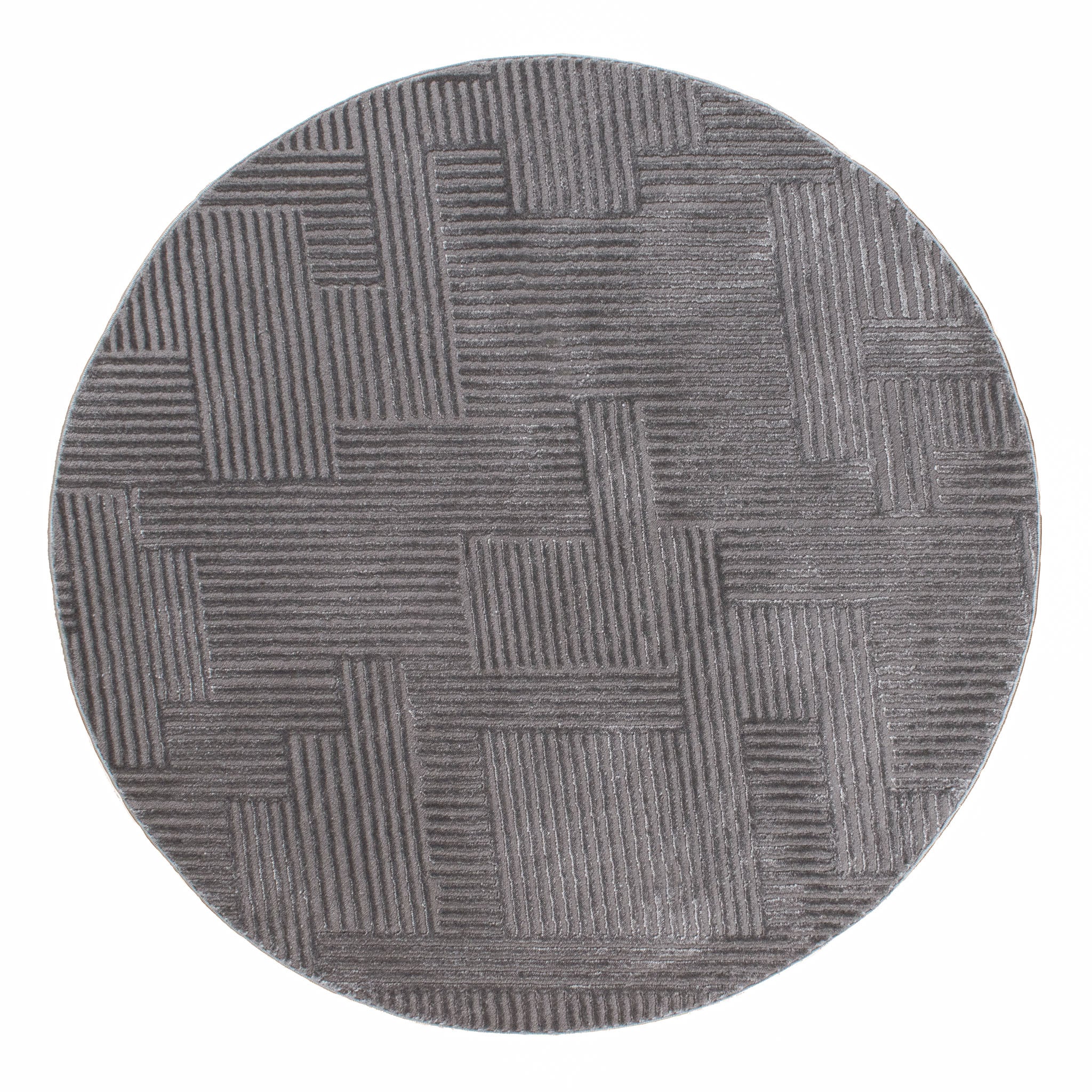Alfombra redonda gráfica gris con pelo largo gofrado: BIA160GRI BIANCA