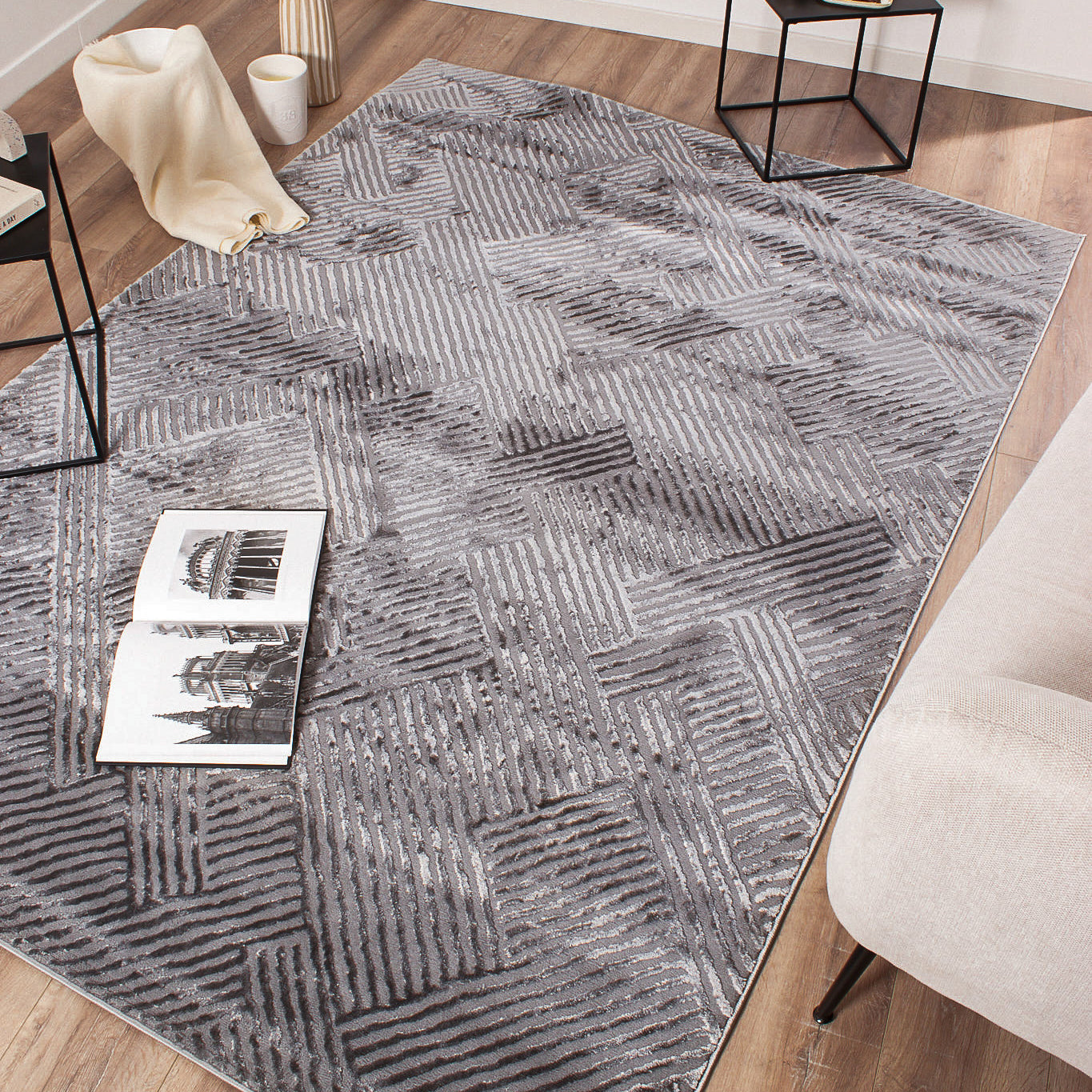 BIANCA - Alfombra de salón moderna gris - BIA160GRI BIANCA