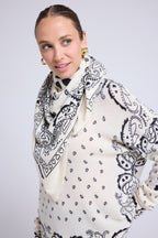 Großer Bandana-Schal aus Kaschmir – Schwarz/Weiß – Damen