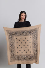 Grande Echarpe Bandana Presley En Cachemire - Ecoland Beige & Noir - Mixte - 100% Cachemire
