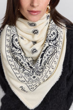 Großer Bandana-Schal Presley aus Kaschmir - Schwarz & Weiß - Unisex - 100 % Kaschmir