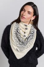 Großer Bandana-Schal Presley aus Kaschmir - Schwarz & Weiß - Unisex - 100 % Kaschmir