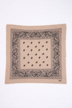 Grande Echarpe Bandana Presley En Cachemire - Ecoland Beige & Noir - Mixte - 100% Cachemire