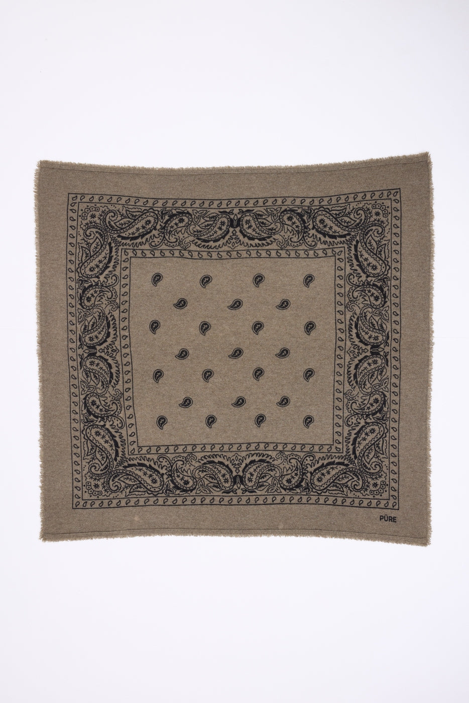 Echarpe Bandana Presley En Cachemire - Ledburry Khaki & Noir - Mixte - 100% Cachemire