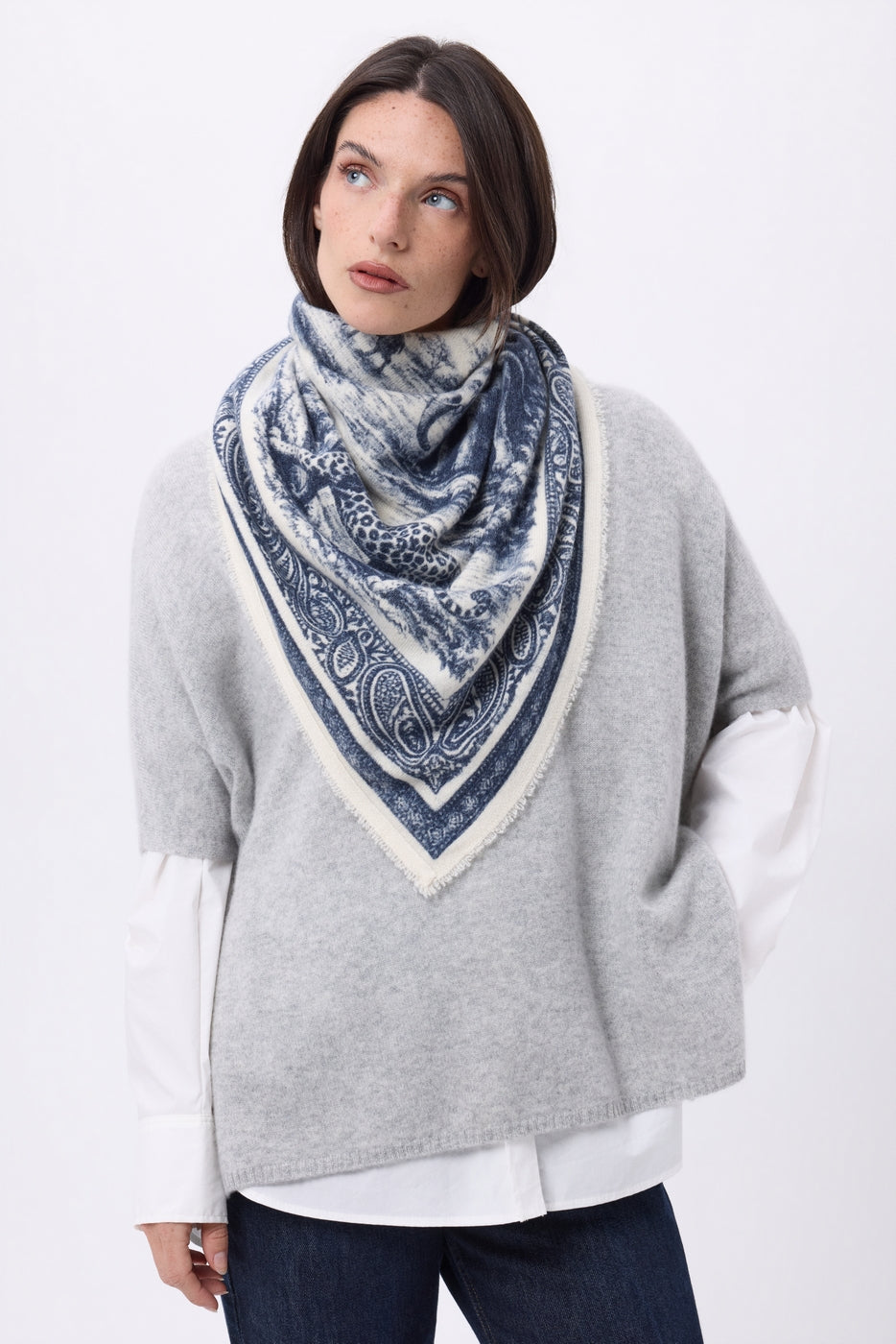 Bandana grande Toile de Jouy - azul marino - mujer