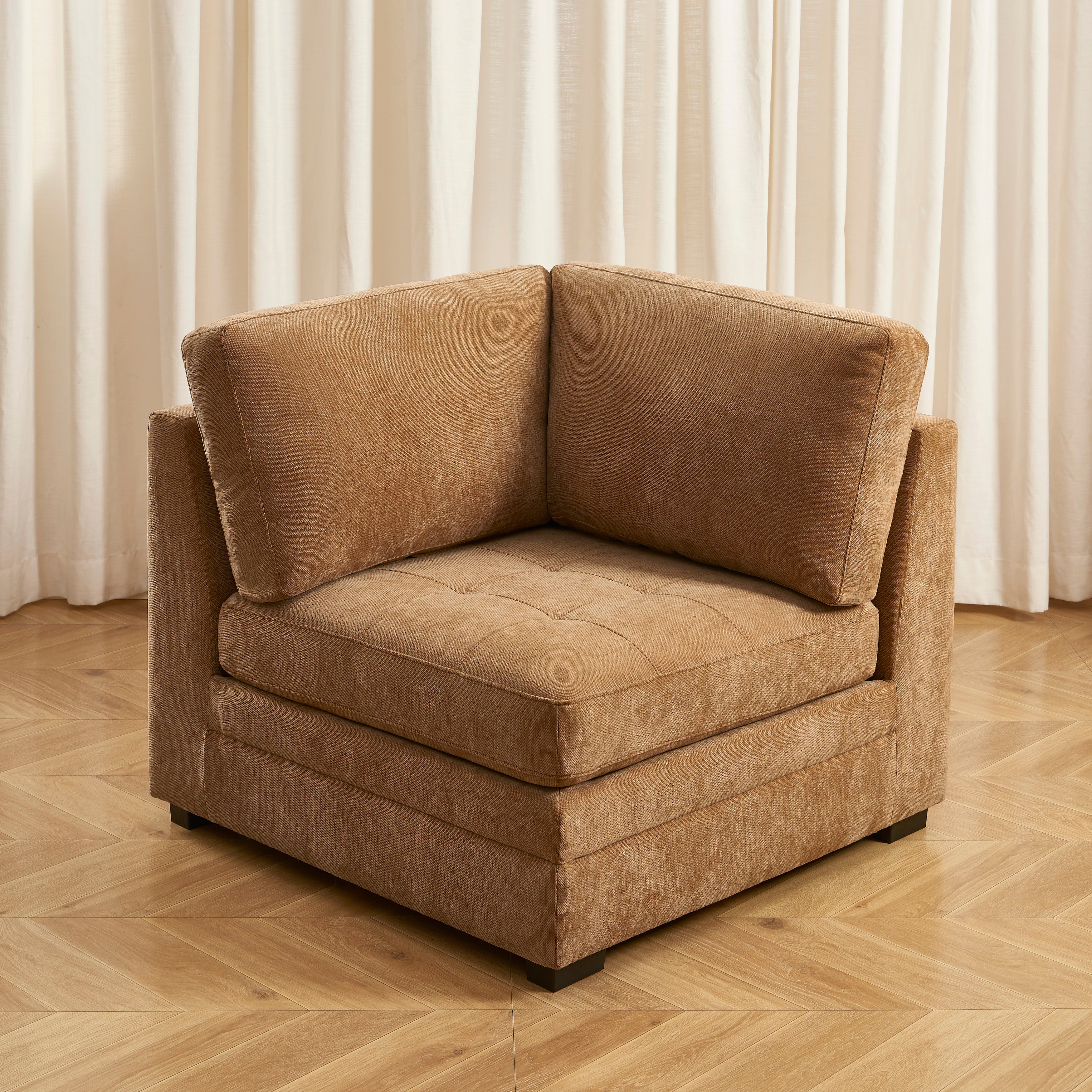 Billie - Chauffeuse D'Angle - Tissu Chenille Écureuil