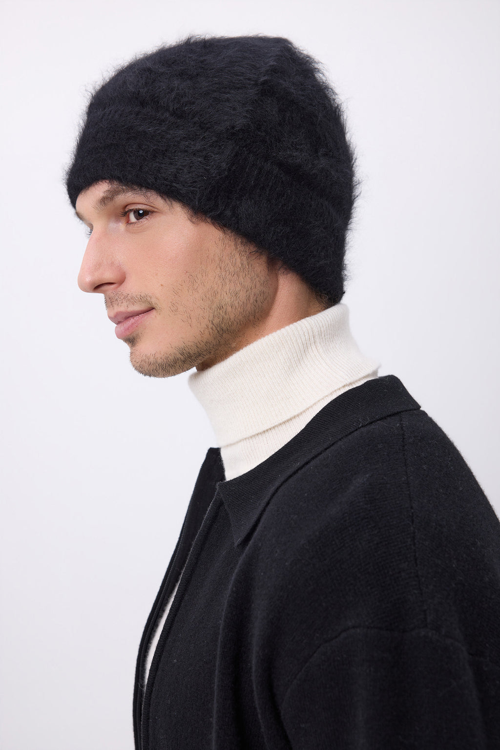Berretto – Cashmere Spazzolato Bill - Nero - Unisex - 100% Cashmere Spazzolato