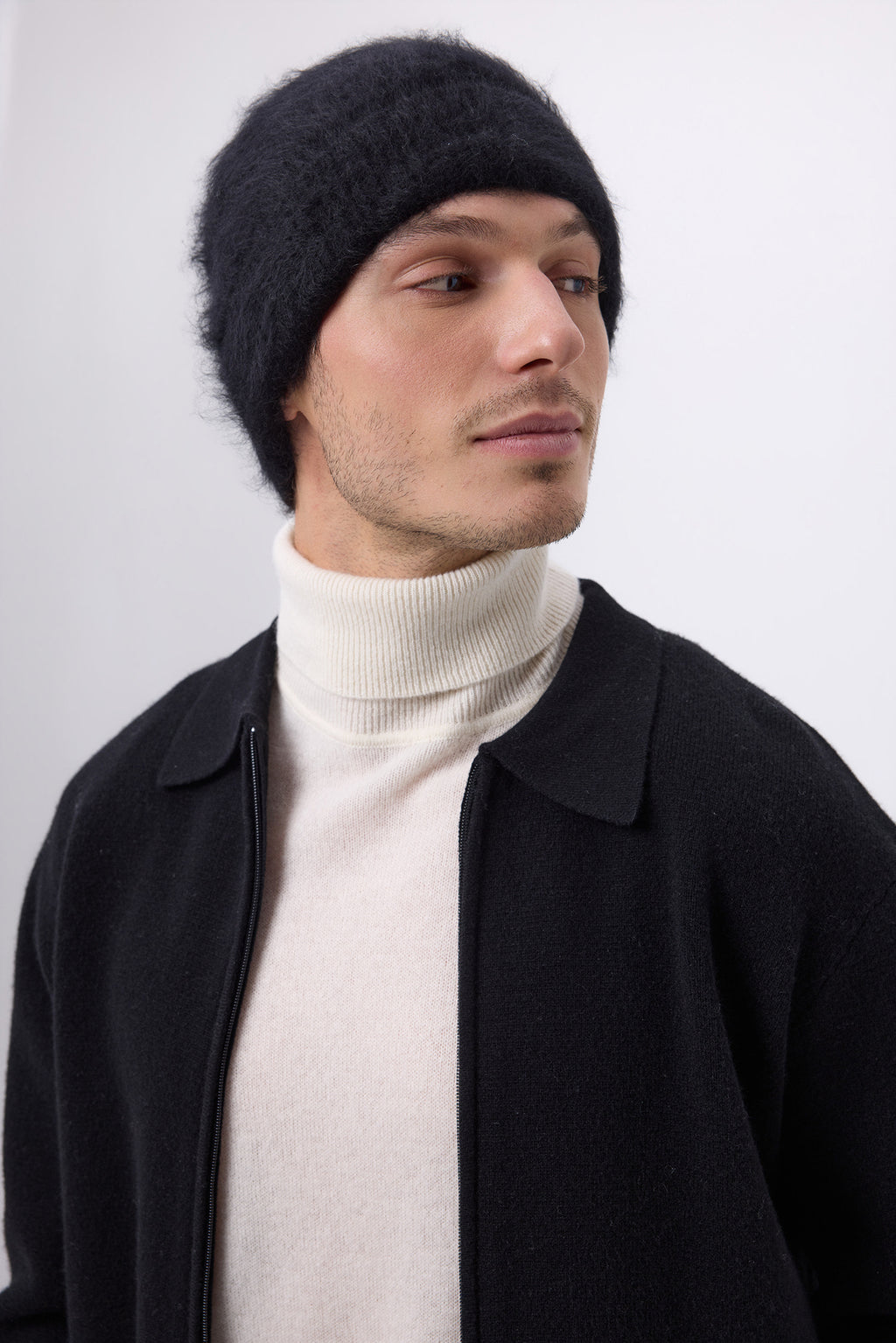 Berretto – Cashmere Spazzolato Bill - Nero - Unisex - 100% Cashmere Spazzolato