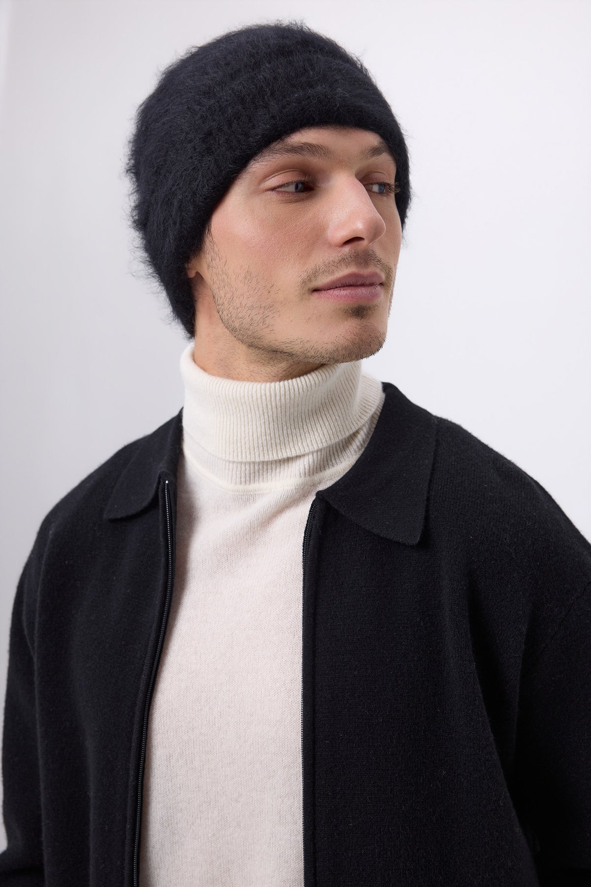 Berretto – Cashmere Spazzolato Bill - Nero - Unisex - 100% Cashmere Spazzolato