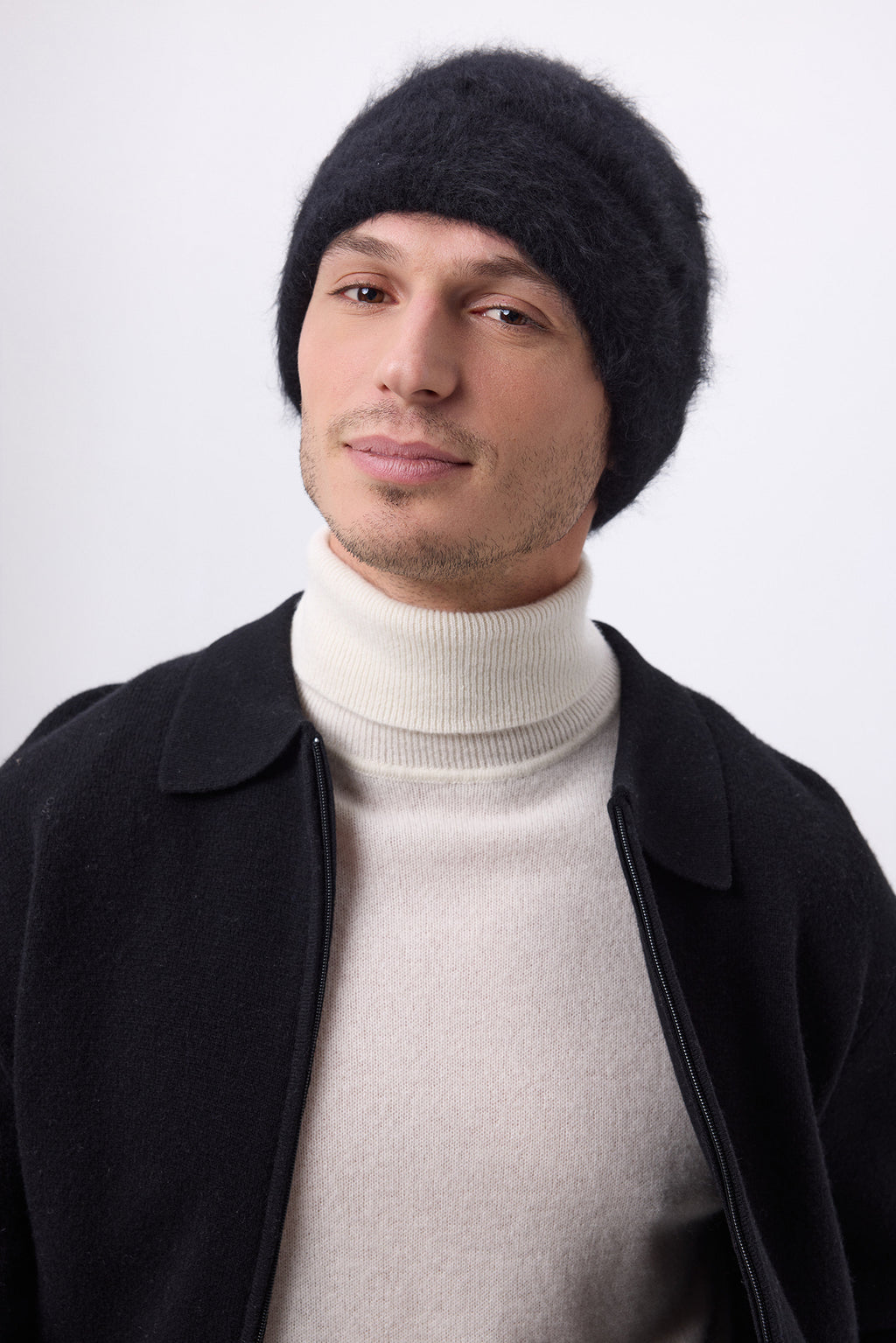 Berretto – Cashmere Spazzolato Bill - Nero - Unisex - 100% Cashmere Spazzolato