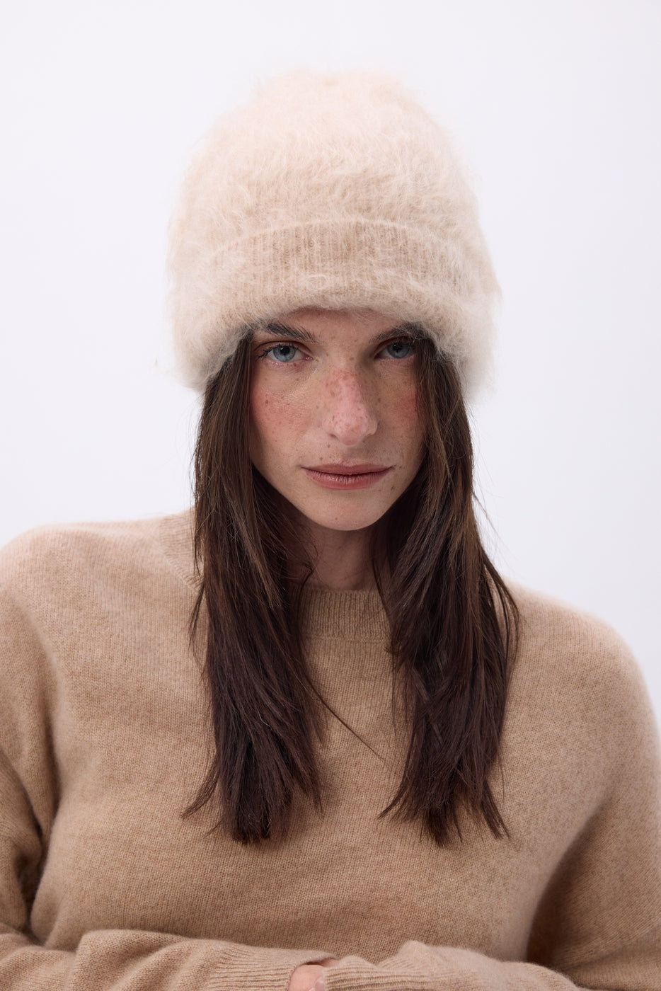 Gorro – Cachemira cepillada Bill - Beige crema - Unisex
