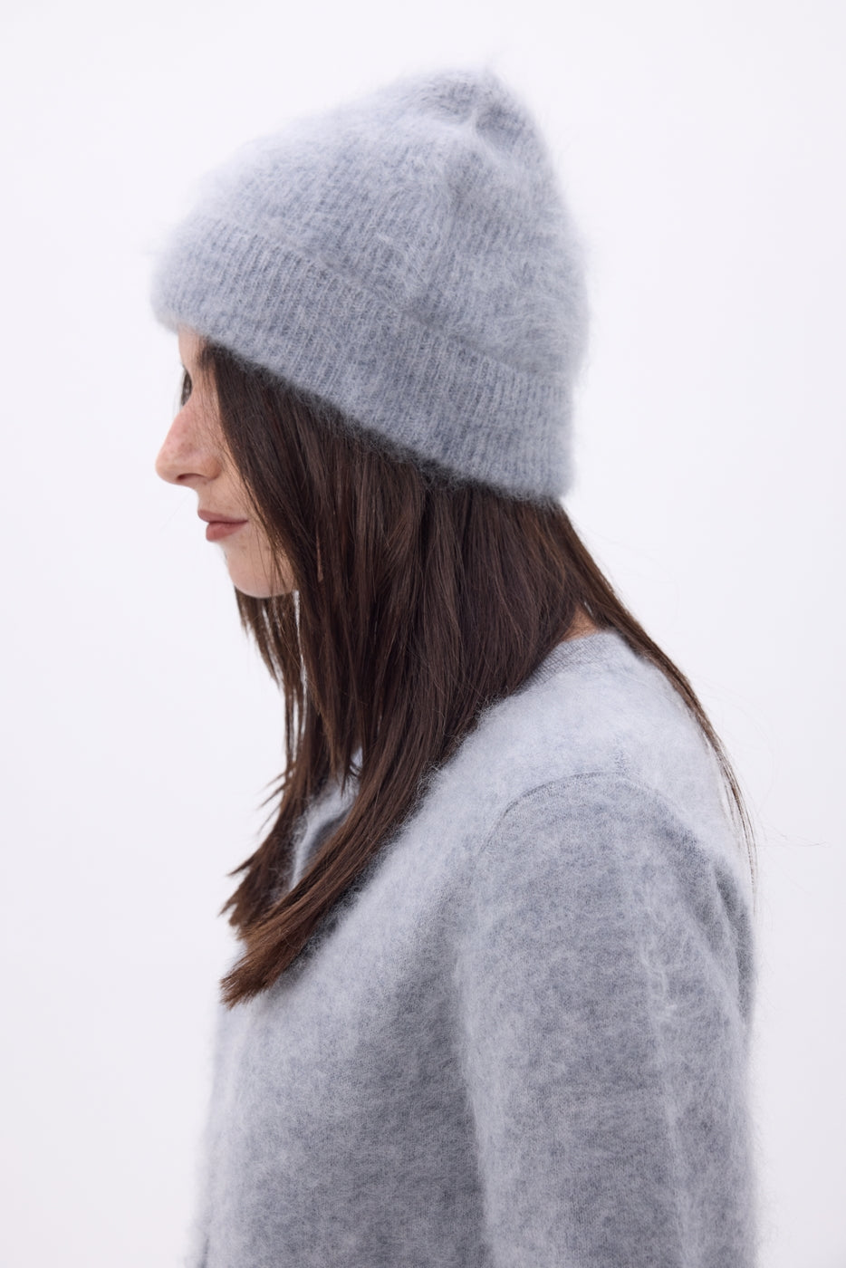 Beanie – Brushed Cashmere Bill - Light Grey - Unisex - 100% Brushed Cashmere