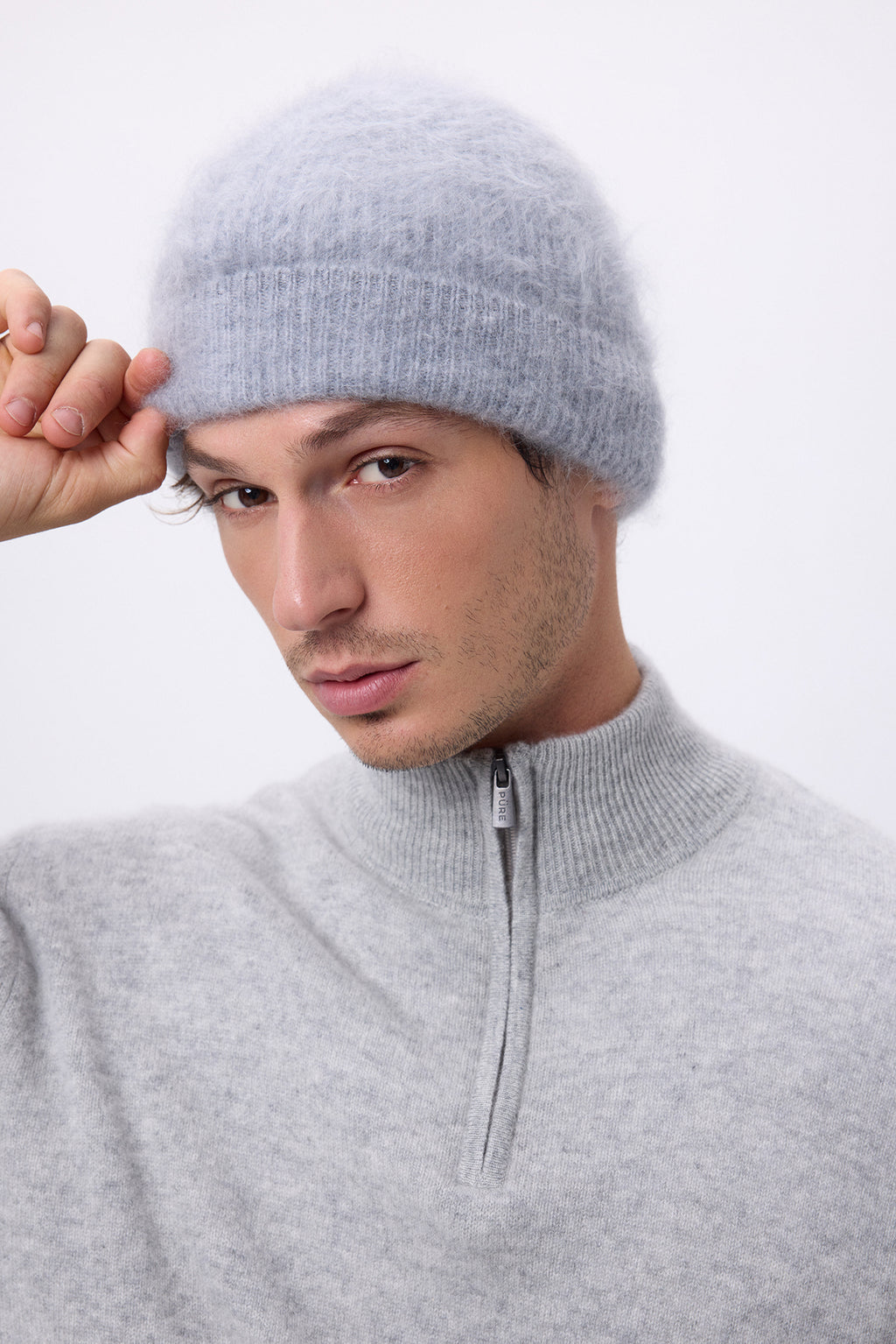 Beanie – Brushed Cashmere Bill - Light Grey - Unisex - 100% Brushed Cashmere