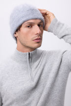 Beanie – Brushed Cashmere Bill - Light Grey - Unisex - 100% Brushed Cashmere