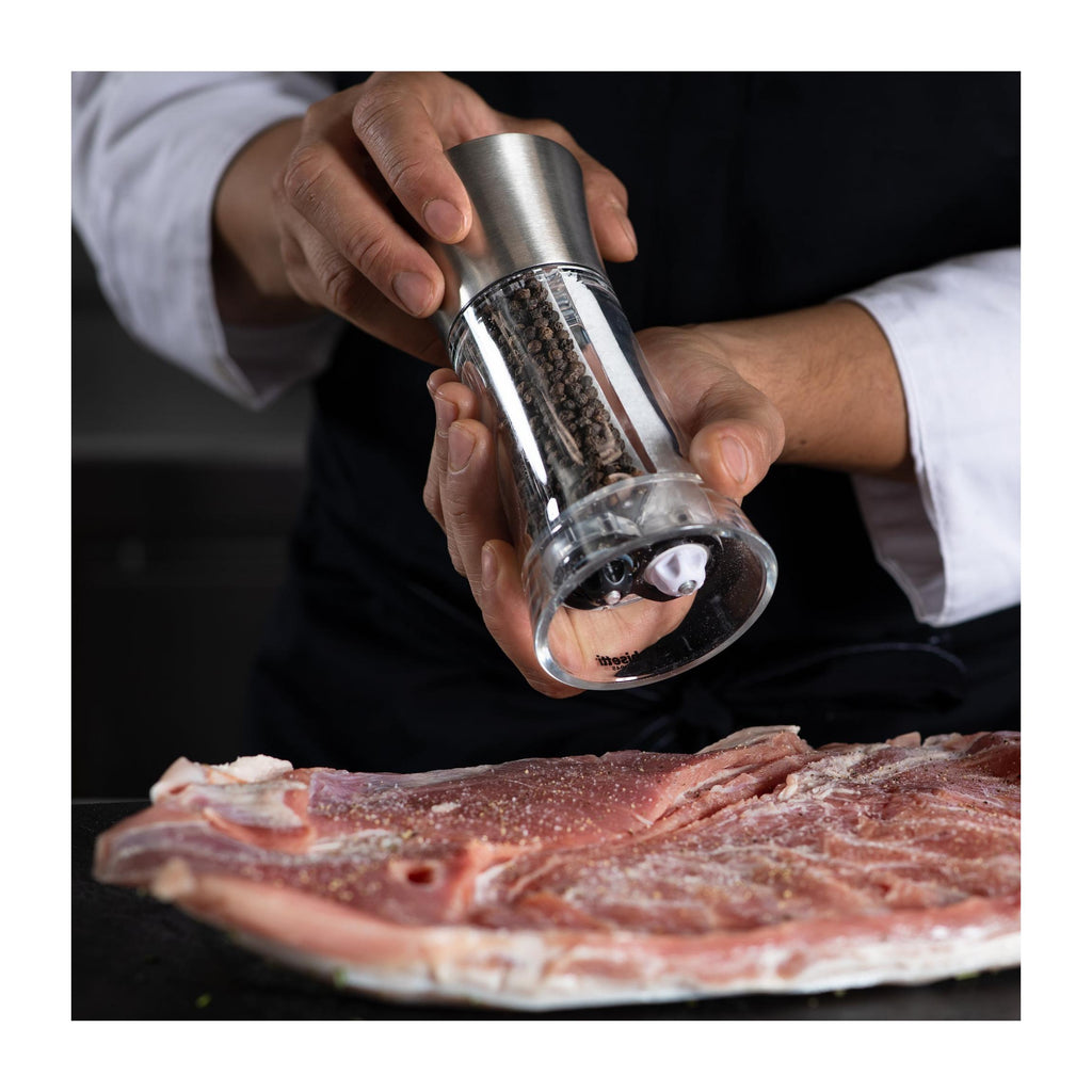 Molino de pimienta y sal - acrílico y acero inoxidable «Dual Big» 19 cm