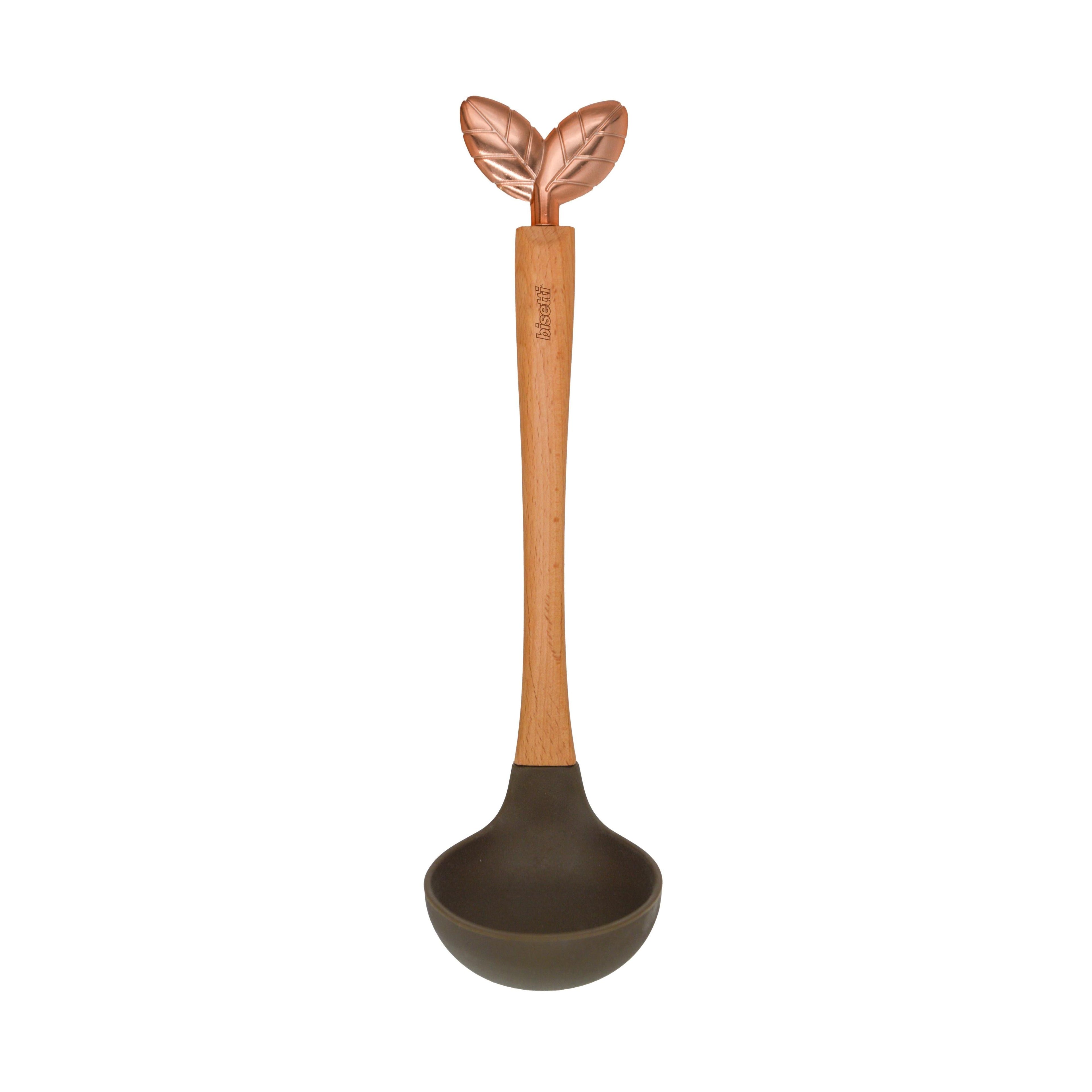 Cucharón de silicona «Printemps D’Or» con mango de haya natural