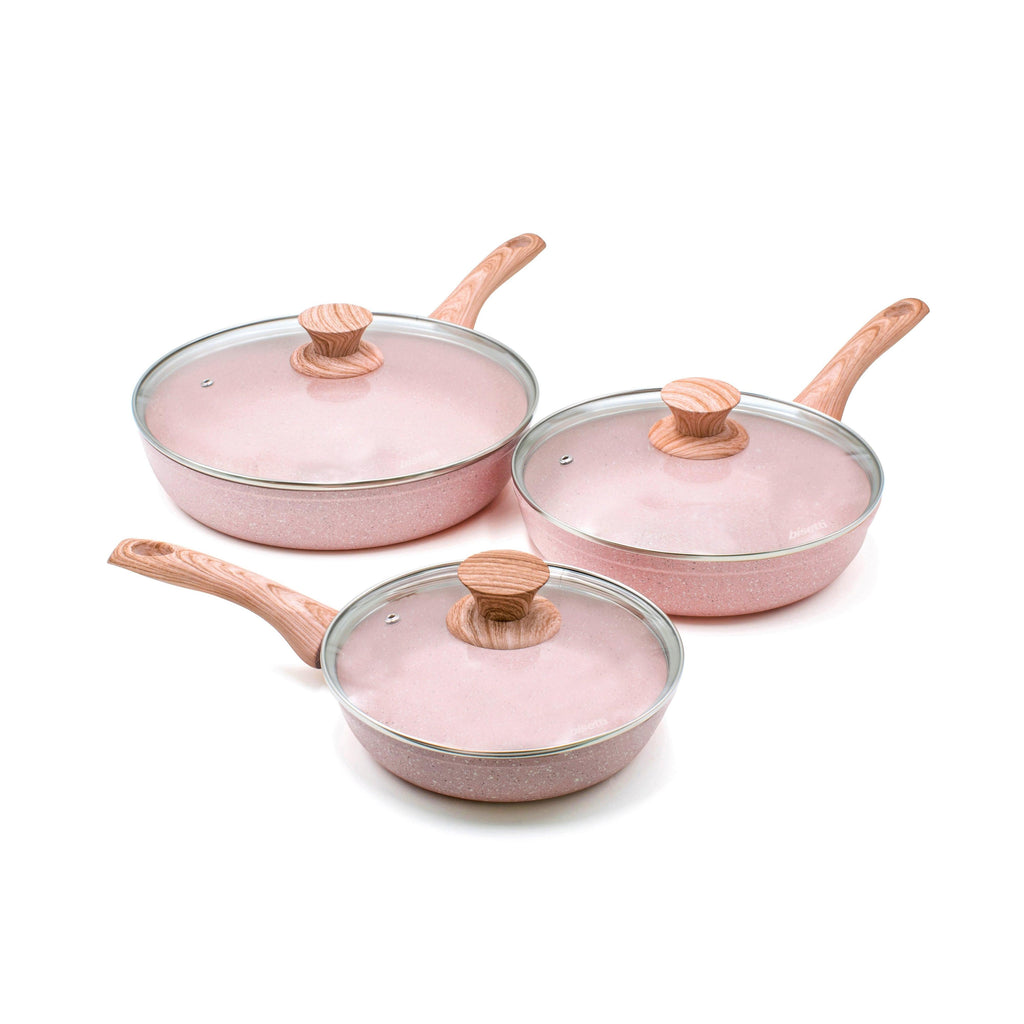 Lot De 3 Poële À Frire avec Couvercles - 20/ 24/ 28 CM