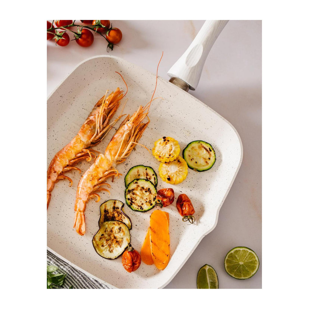 Sartén grill « Stonewhite » 28x28 cm efecto madera blanca