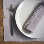 Lote de 2 servilletas de mesa de lino con pespuntes en contraste