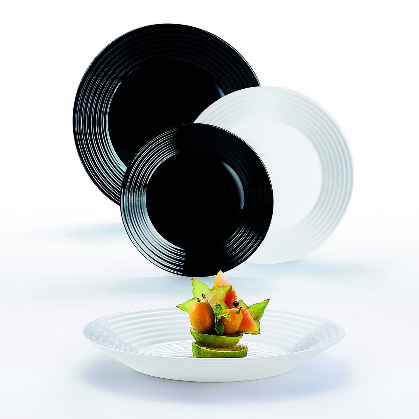 Harena - Vajilla De 18 Piezas - Ópalo Extra Resistente - Negro - Luminarc