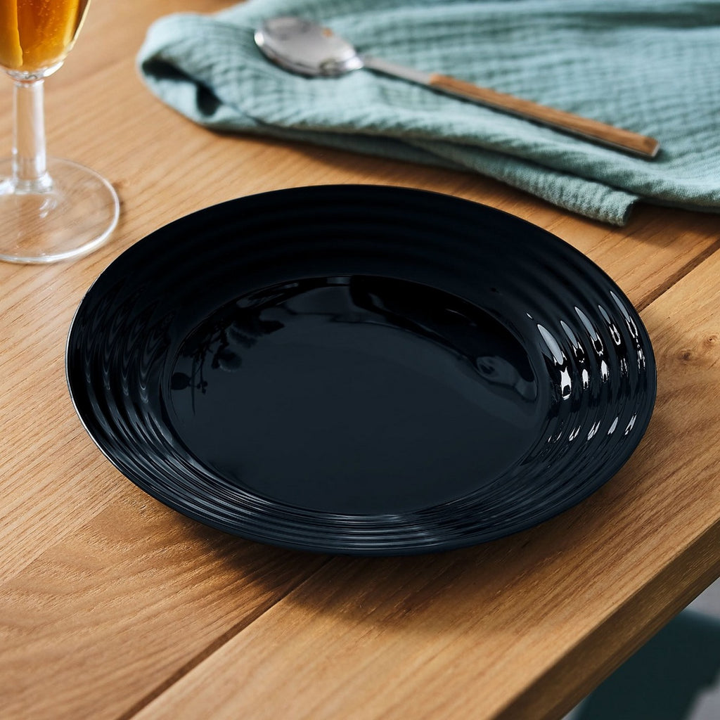 Harena - Vajilla De 18 Piezas - Ópalo Extra Resistente - Negro - Luminarc