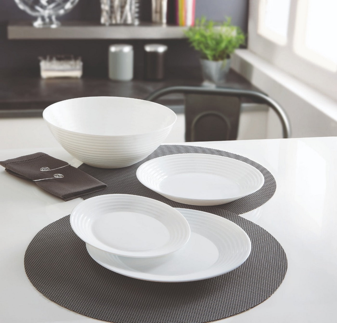 Harena - 19-Piece Tableware Set - Extra-Resistant Opal - White - Luminarc