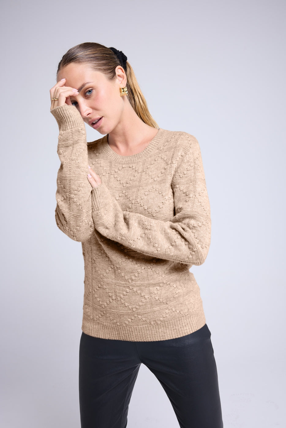 Rundhalsad Tröja Bubble Cashmere Blair - Beige Crème