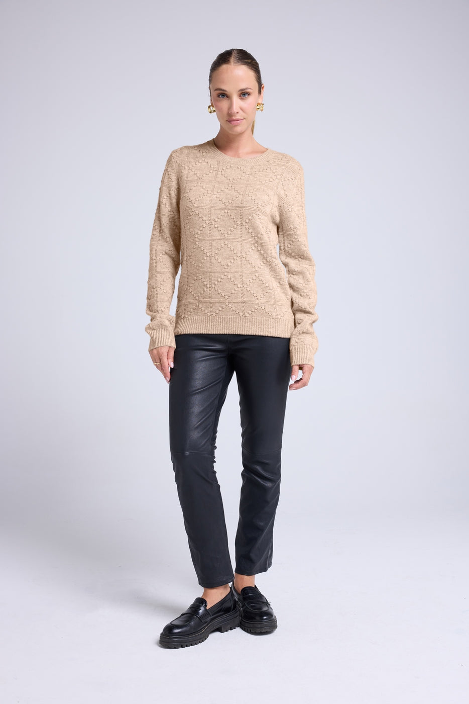 Rundhalsad Tröja Bubble Cashmere Blair - Beige Crème