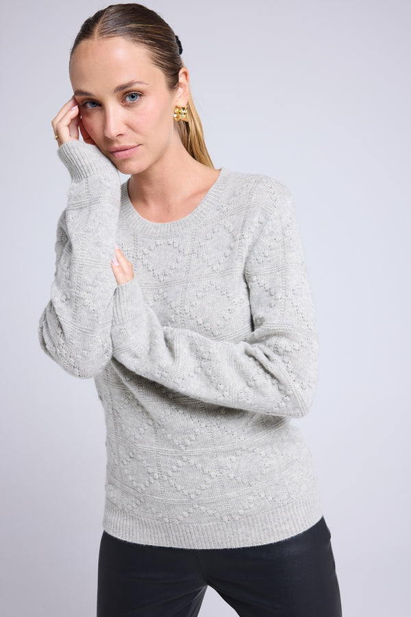 Blair Cashmere Bubble Crew-Neck Jumper - Light Grey