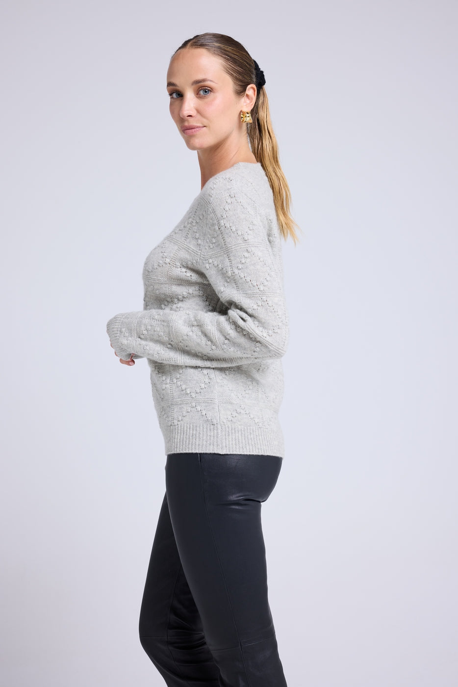 Pull Col Rond Bubble Cachemire Blair - Gris Clair